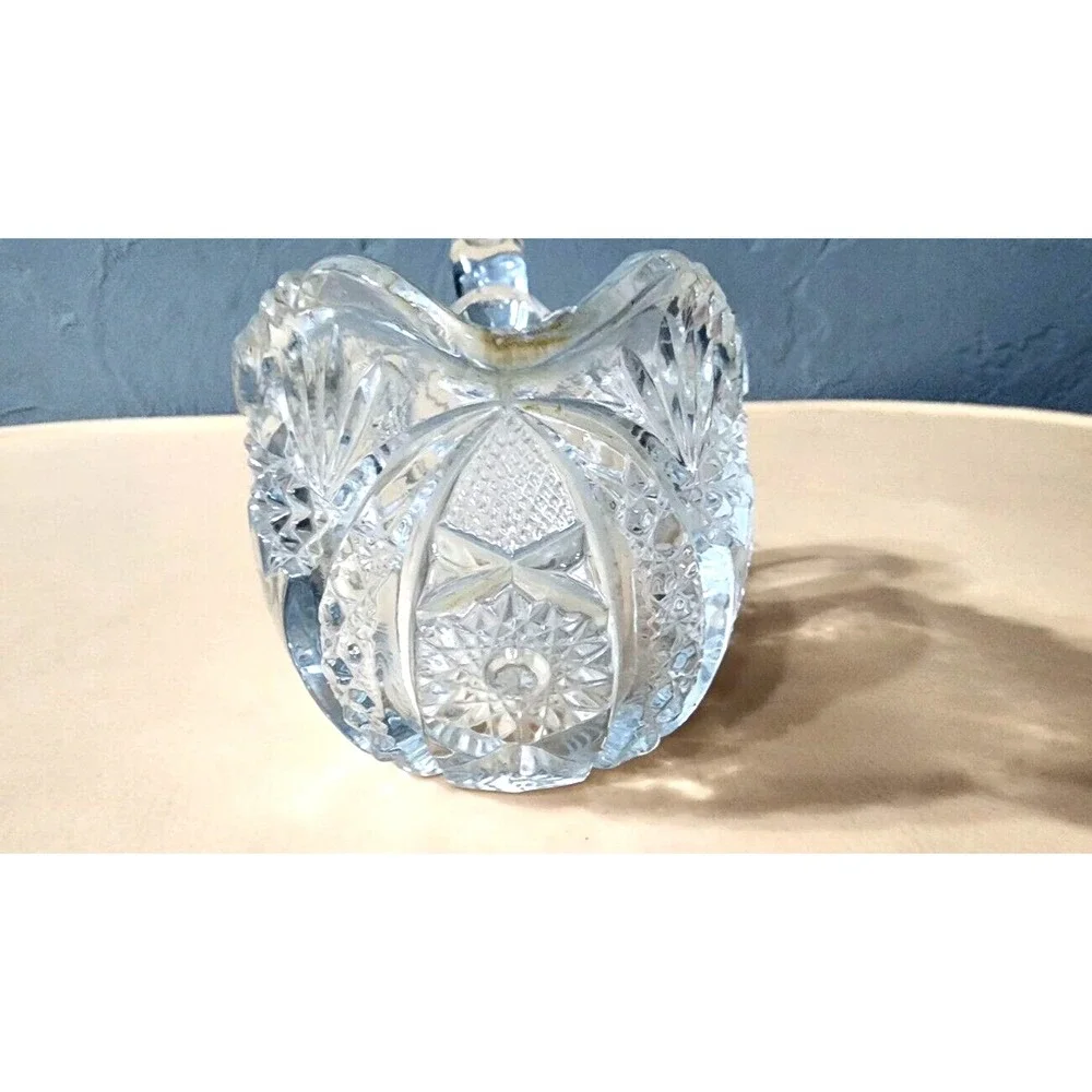 American Brilliant Period Crystal Cut Glass Pinwheel Creamer And Sugar Bowl‎ Set